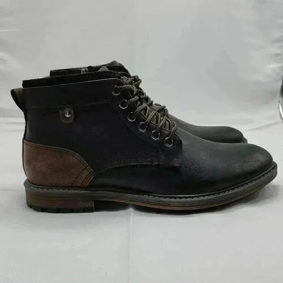 BKE Beau Mens Lace Up Side Zip Casual Ankle Boots Black Size 9 NWT